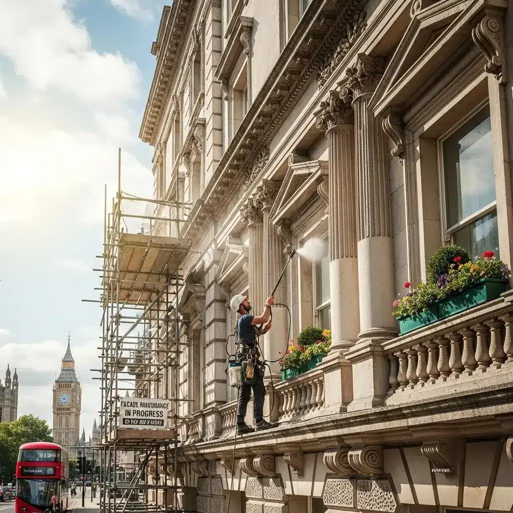 historic london property facade maintenance with a professional cleaning the exterior