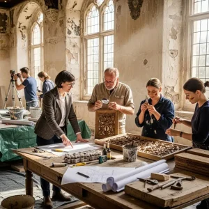professionals collaborating on the restoration of a historic building in london