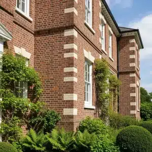 Eco friendly brick cleaning techniques with biodegradable agents and steam cleaning in a garden