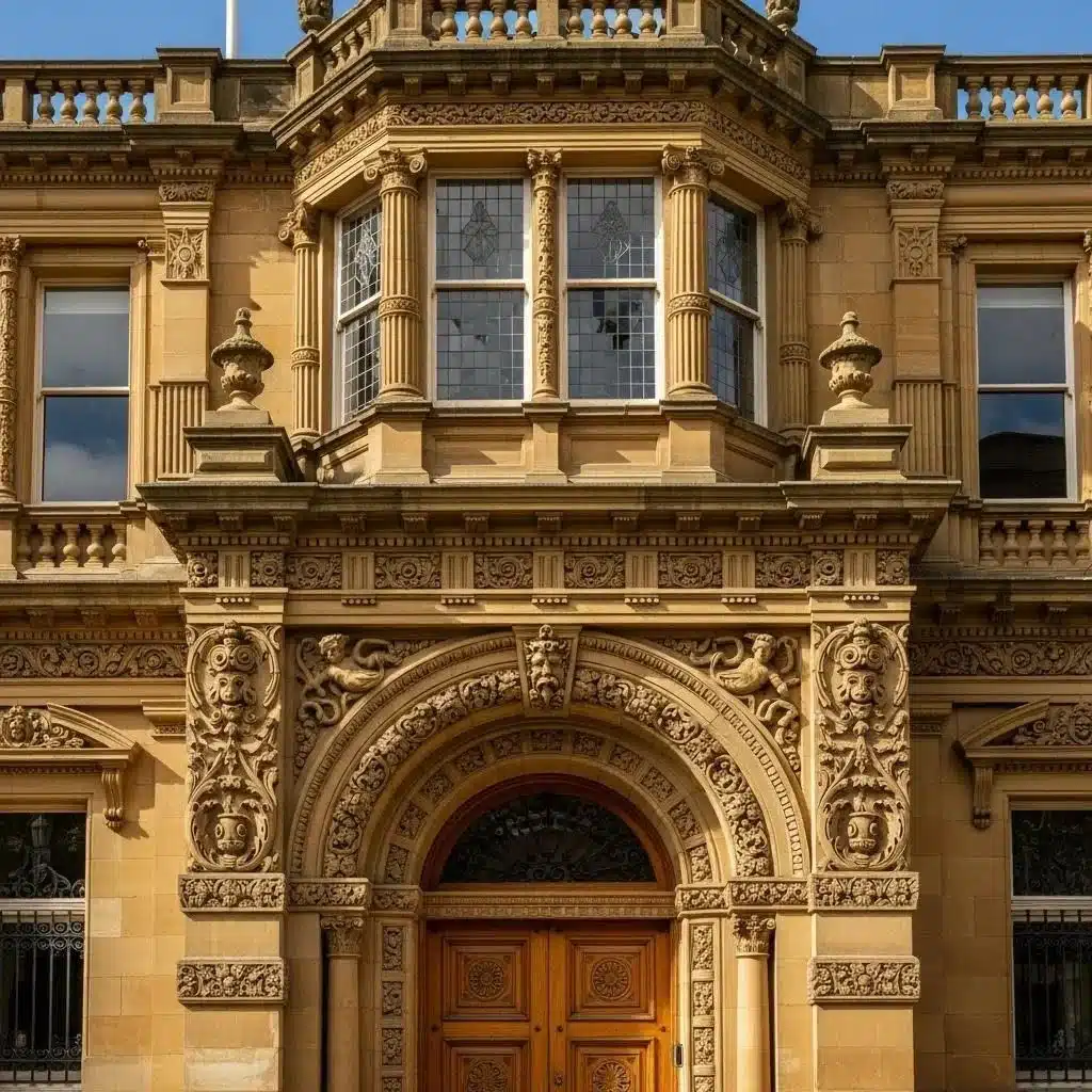 Intricate architectural elements of a heritage property showcasing craftsmanship