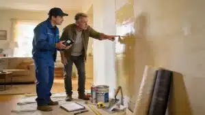 Homeowner and technician discussing damp proofing installation to ensure effective moisture control