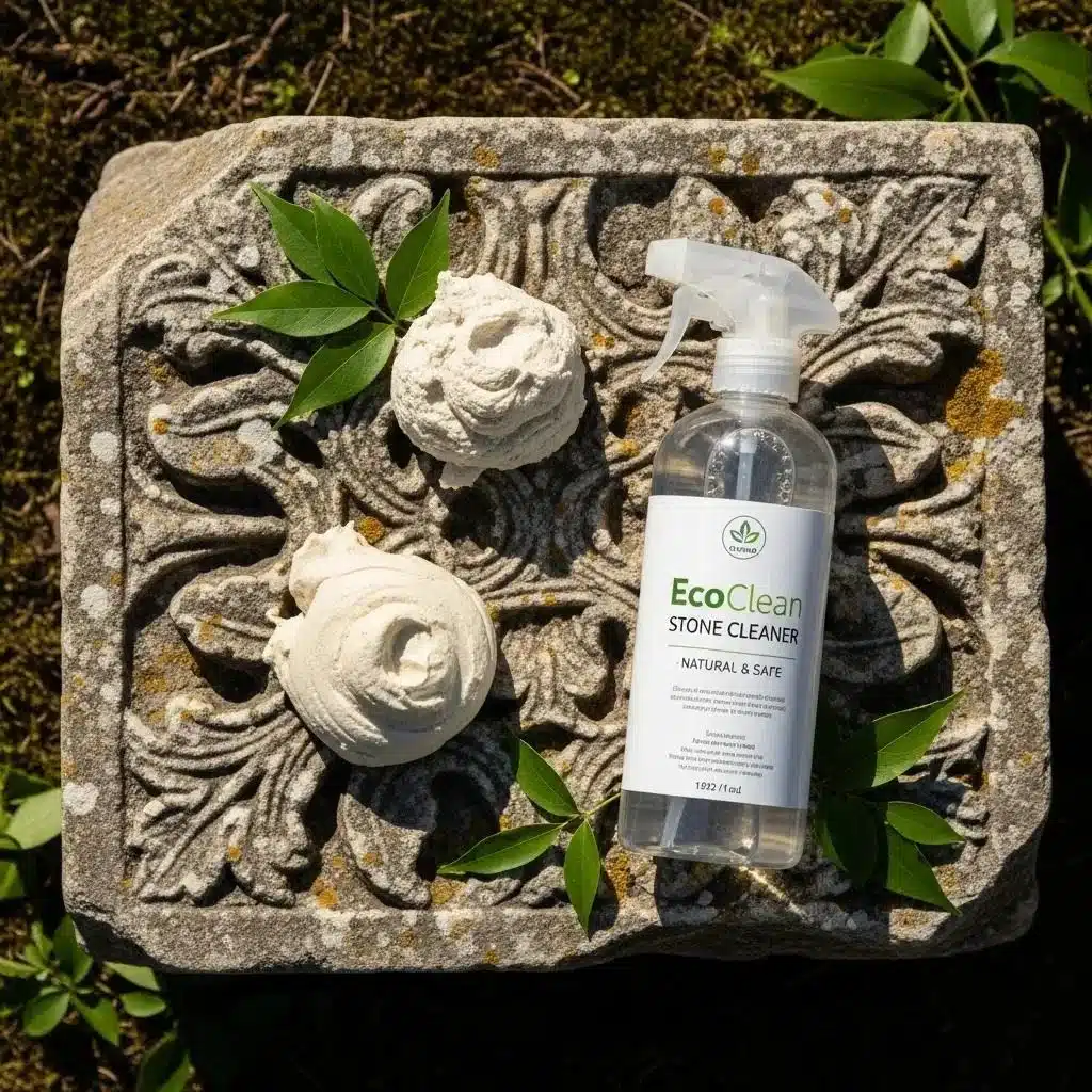 Sustainable materials for stone restoration including lime mortar and biodegradable cleaners 2